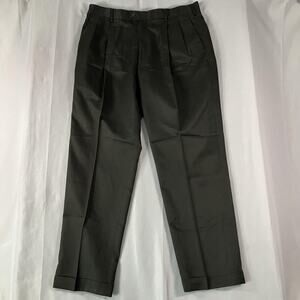 Dockers Premium Pants Mens 36x28.5 Black Pleated Relaxed Fit Dress Slacks Cuffed